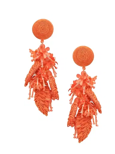 Oscar de la Renta Women's Mixed-Media Tassel Bouquet Clip-On Drop Earrings - Orange | Thumbnail 1