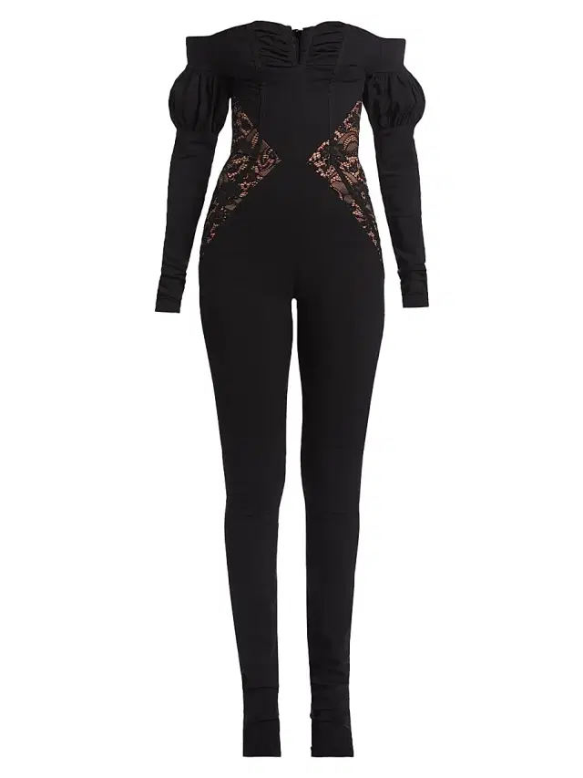 Michael Costello Collection Women's Franco Lace-Inset Jumpsuit - Black