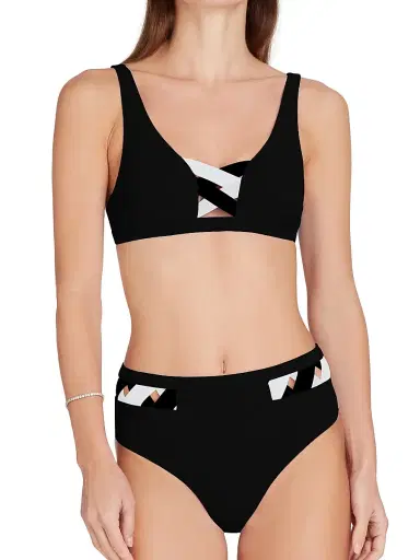Valimare Women's Martinique High-Rise Bikini Bottoms - Black White | Thumbnail 2 Valimare Women's Martinique High-Rise Bikini Bottoms - Black White | Thumbnail 2