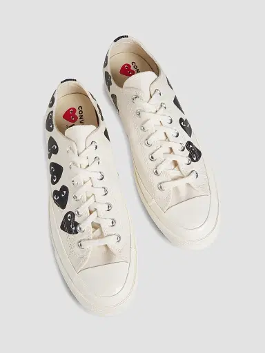 Comme des Garçons PLAY CdG PLAY x Converse Men's Chuck Taylor All Star Multi-Heart Low-Top Sneakers - Beige - Size 12 | Thumbnail 4 Comme des Garçons PLAY CdG PLAY x Converse Men's Chuck Taylor All Star Multi-Heart Low-Top Sneakers - Beige - Size 12 | Thumbnail 4