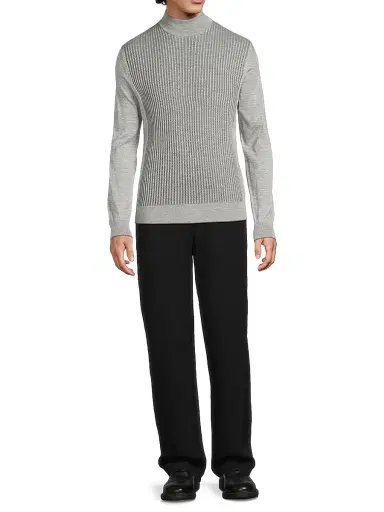 Stefano Ricci Men's Mock Turtleneck Sweater - Grey Blue | Thumbnail 2