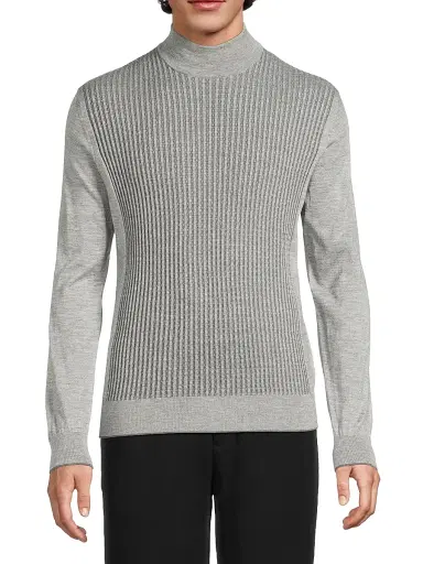 Stefano Ricci Men's Mock Turtleneck Sweater - Grey Blue | Thumbnail 3