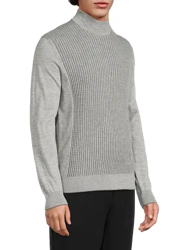 Stefano Ricci Men's Mock Turtleneck Sweater - Grey Blue | Thumbnail 4