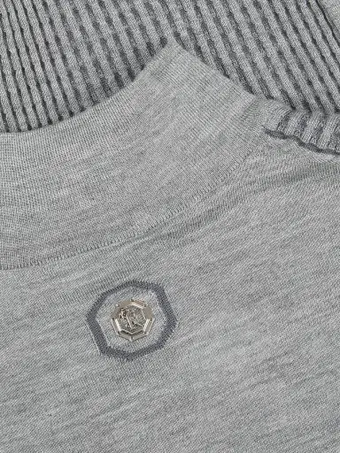 Stefano Ricci Men's Mock Turtleneck Sweater - Grey Blue | Thumbnail 6