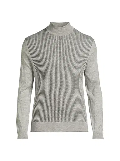 Stefano Ricci Men's Mock Turtleneck Sweater - Grey Blue | Thumbnail 1