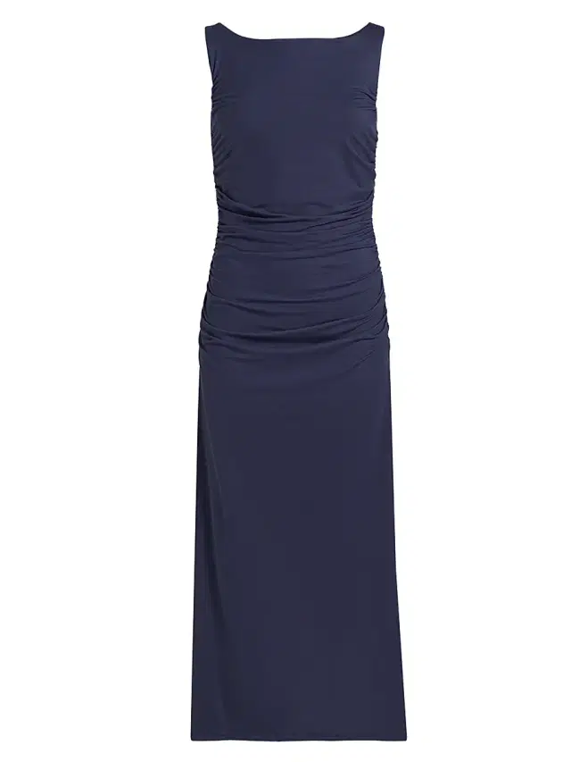 Women's Benson Ruched Stretch Jersey Midi-Dress - Midnight