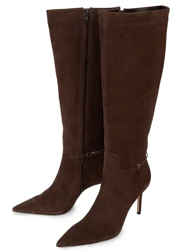 22élevé Women's 85MM Suede Knee-High Boots - Dark Brown - Size 11.5 | Thumbnail 2
