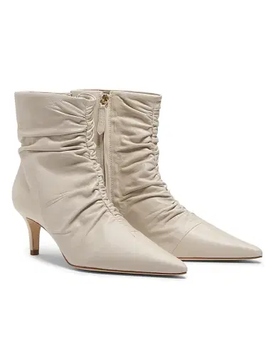 22élevé Women's 55MM Ruched Leather Booties - Pearl - Size 11 | Thumbnail 2