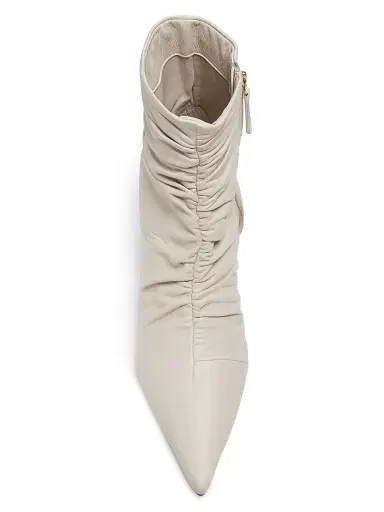 22élevé Women's 55MM Ruched Leather Booties - Pearl - Size 11 | Thumbnail 4