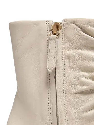 22élevé Women's 55MM Ruched Leather Booties - Pearl - Size 11 | Thumbnail 5