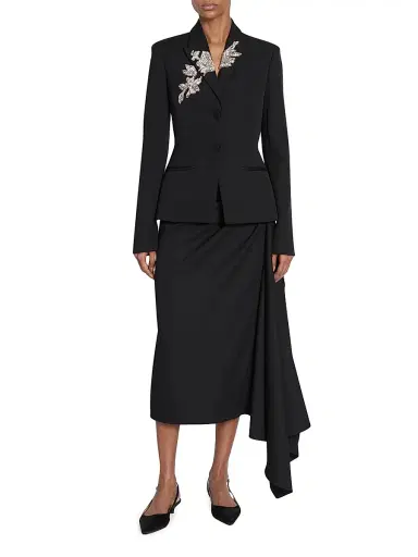 Erdem Women's Draped Midi Pencil Skirt - Black | Thumbnail 2 Erdem Women's Draped Midi Pencil Skirt - Black | Thumbnail 2