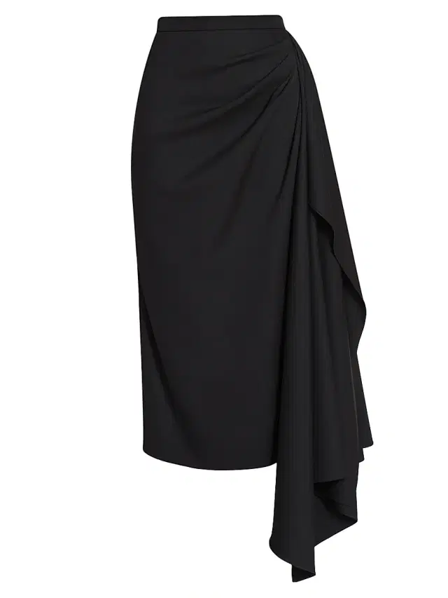 Erdem Women's Draped Midi Pencil Skirt - Black