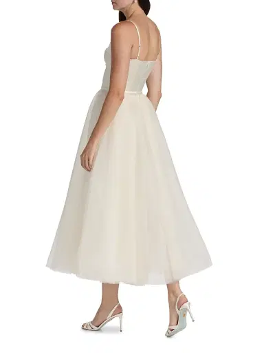 Reformation Women's Alouette Satin Tea-Length Dress - Fior Di Latte | Thumbnail 5