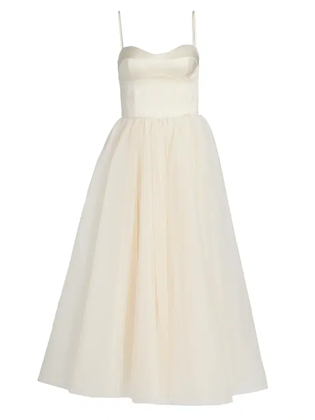 Reformation Women's Alouette Satin Tea-Length Dress - Fior Di Latte