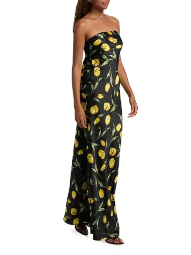 Rodarte Women's Tulip Silk Satin Strapless Gown - Black | Thumbnail 2