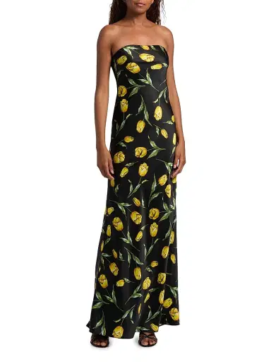 Rodarte Women's Tulip Silk Satin Strapless Gown - Black | Thumbnail 3