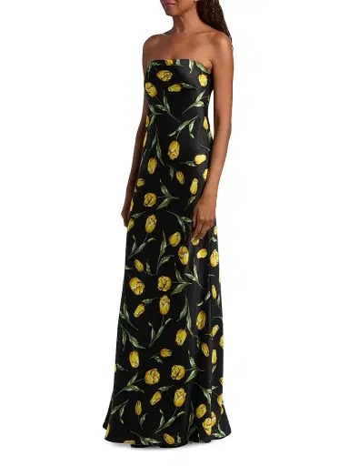Rodarte Women's Tulip Silk Satin Strapless Gown - Black | Thumbnail 4