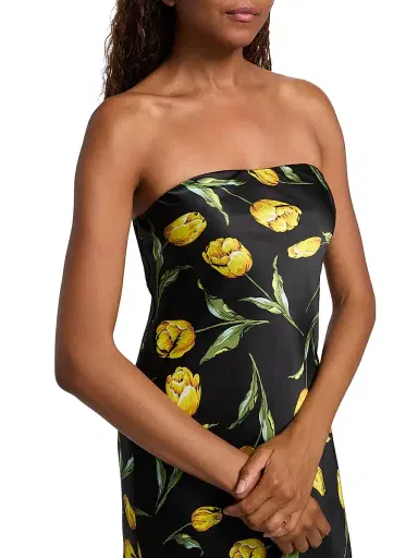 Rodarte Women's Tulip Silk Satin Strapless Gown - Black | Thumbnail 6
