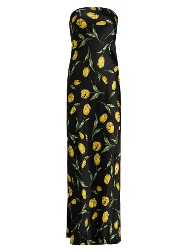 Rodarte Women's Tulip Silk Satin Strapless Gown - Black | Thumbnail 1