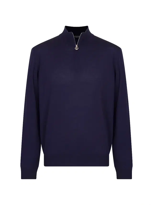 Stefano Ricci Men's Wool Quarter-Zip Sweater - Blue