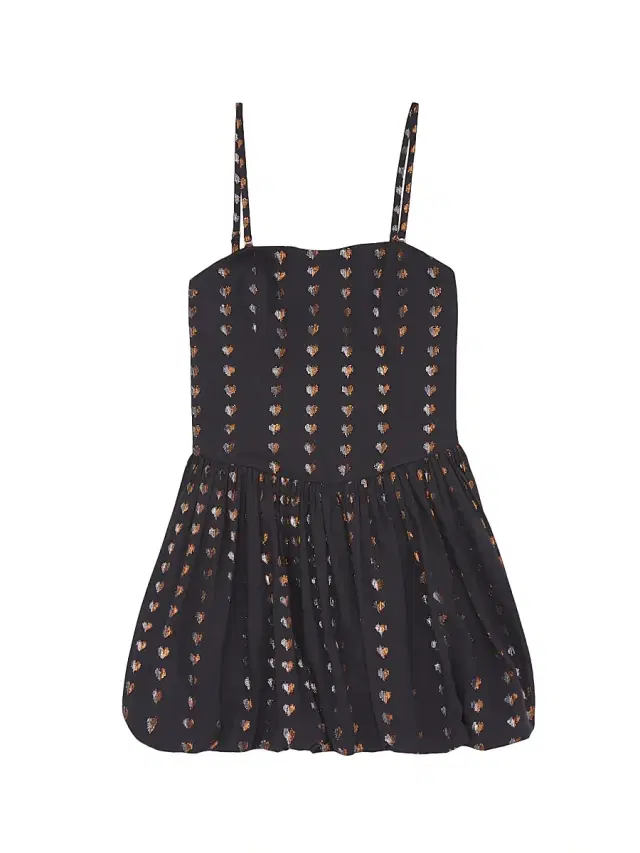 Theme Girl's Daniela Metallic Heart Bubble Dress - Black