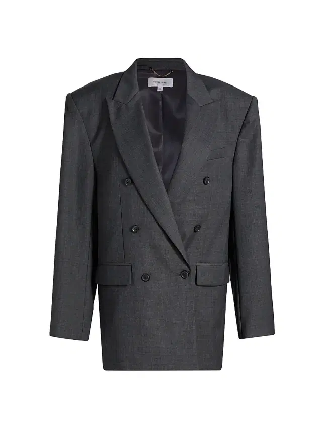 Ronny Kobo Women's 1988 Double-Breasted Wool-Blend Blazer - Dark Grey