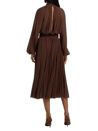 Ronny Kobo Women's Blythe Pleated Blouson Midi-Dress - Soft Silt | Thumbnail 5