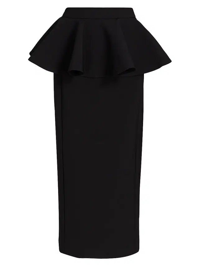 Ronny Kobo Women's Eden Peplum-Waist Midi-Skirt - Black