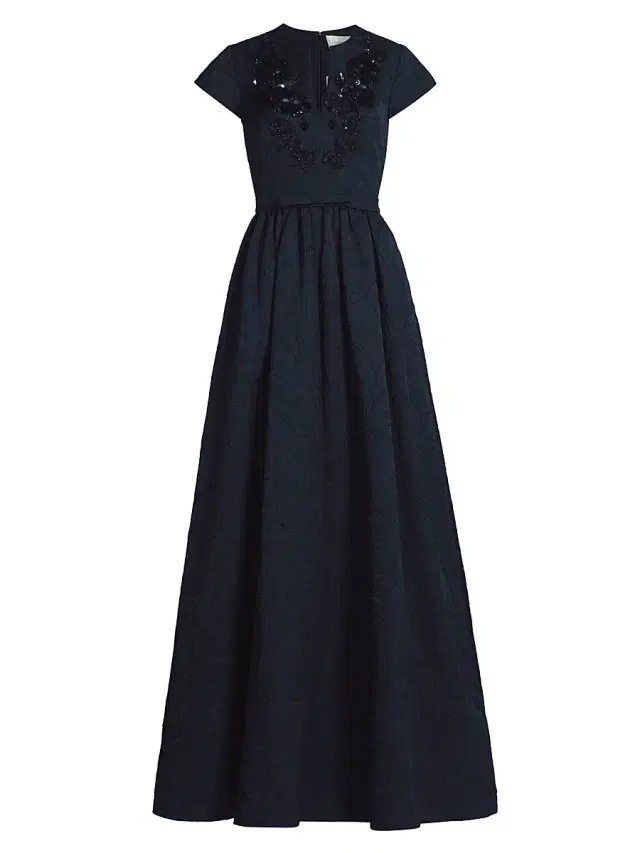 SACHIN BABI Women's Estelle Embellished Jacquard Fit & Flare Gown - Poseidon