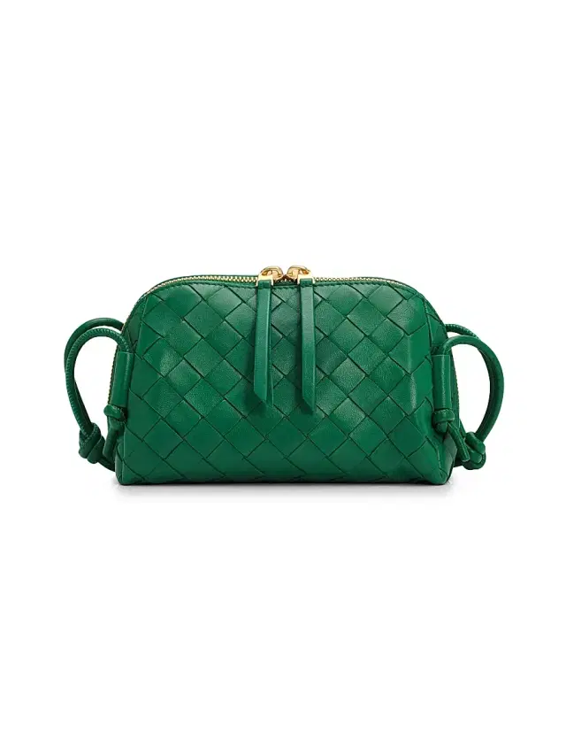 Women's Intrecciato Nappa Leather Pouch - Jungle Gold Women's Intrecciato Nappa Leather Pouch - Jungle Gold