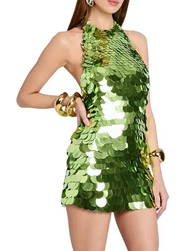 Retrofête Women's Bondera Sequin Halter Minidress - Kiwi - Size Large | Thumbnail 3 Retrofête Women's Bondera Sequin Halter Minidress - Kiwi - Size Large | Thumbnail 3