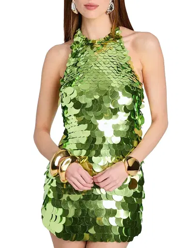 Retrofête Women's Bondera Sequin Halter Minidress - Kiwi - Size Large | Thumbnail 5 Retrofête Women's Bondera Sequin Halter Minidress - Kiwi - Size Large | Thumbnail 5