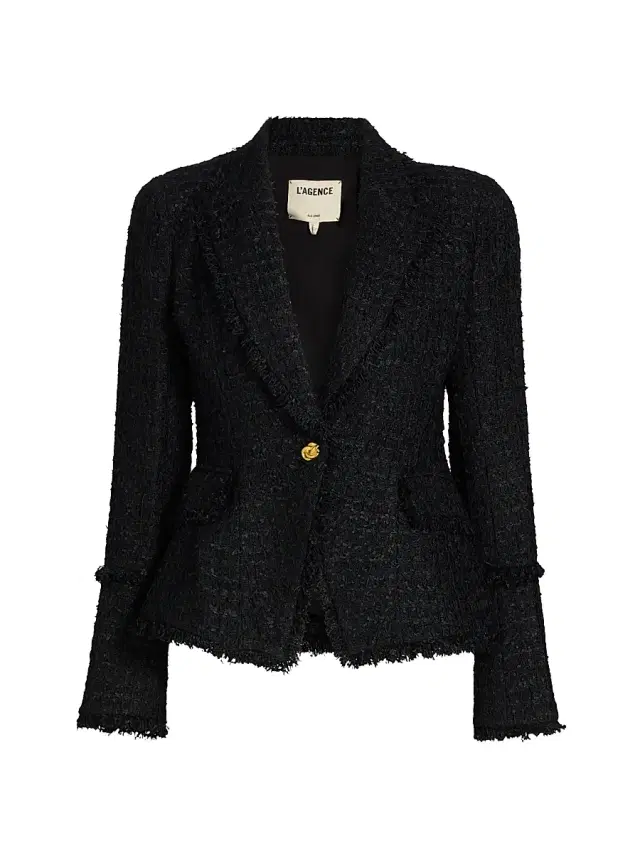L'AGENCE Women's Kaisley Tweed Single-Breasted Blazer - Black
