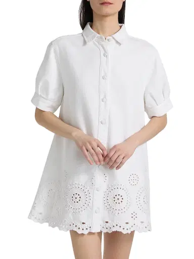Frame Women's The Eyelet Play Cotton-Blend Mini Shirtdress - White - Size XL | Thumbnail 3 Frame Women's The Eyelet Play Cotton-Blend Mini Shirtdress - White - Size XL | Thumbnail 3