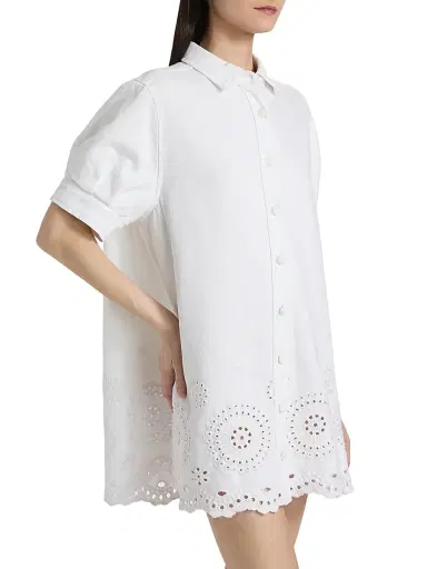 Frame Women's The Eyelet Play Cotton-Blend Mini Shirtdress - White - Size XL | Thumbnail 4 Frame Women's The Eyelet Play Cotton-Blend Mini Shirtdress - White - Size XL | Thumbnail 4