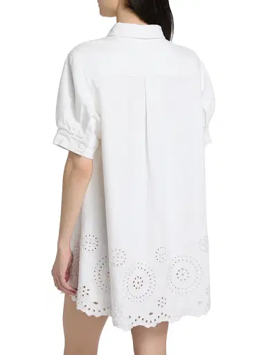 Frame Women's The Eyelet Play Cotton-Blend Mini Shirtdress - White - Size XL | Thumbnail 5 Frame Women's The Eyelet Play Cotton-Blend Mini Shirtdress - White - Size XL | Thumbnail 5