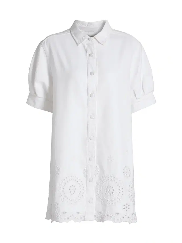 FRAME Women's The Eyelet Play Cotton-Blend Mini Shirtdress - White