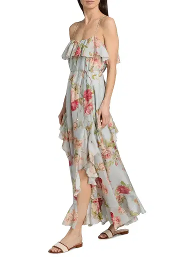 Zimmermann Women's Roselight Silk Frill Maxi Dress - Blue Rose Floral - Size 6 | Thumbnail 2
