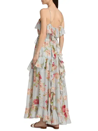 Zimmermann Women's Roselight Silk Frill Maxi Dress - Blue Rose Floral - Size 6 | Thumbnail 5