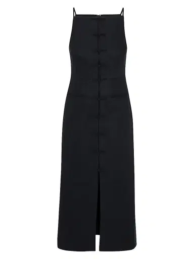 REBECCA TAYLOR Women's Beatrice Stretch Linen-Blend Midi-Dress - Black - Size 12 | Thumbnail 1 REBECCA TAYLOR Women's Beatrice Stretch Linen-Blend Midi-Dress - Black - Size 12 | Thumbnail 1
