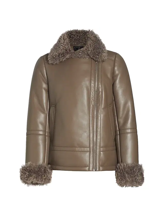 Mercer Collective Women's Thea Faux Leather Moto Jacket - Mushroom