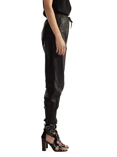 Cynthia Rowley Women's Leather Drawstring Joggers - Black | Thumbnail 2 Cynthia Rowley Women's Leather Drawstring Joggers - Black | Thumbnail 2
