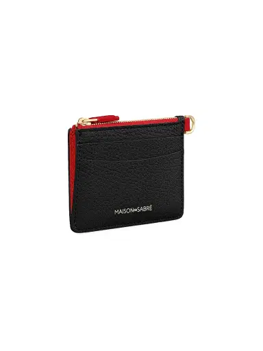 MAISON de SABRÉ Women's Leather Zipped Card Pouch - Rouge Noir | Thumbnail 2 MAISON de SABRÉ Women's Leather Zipped Card Pouch - Rouge Noir | Thumbnail 2