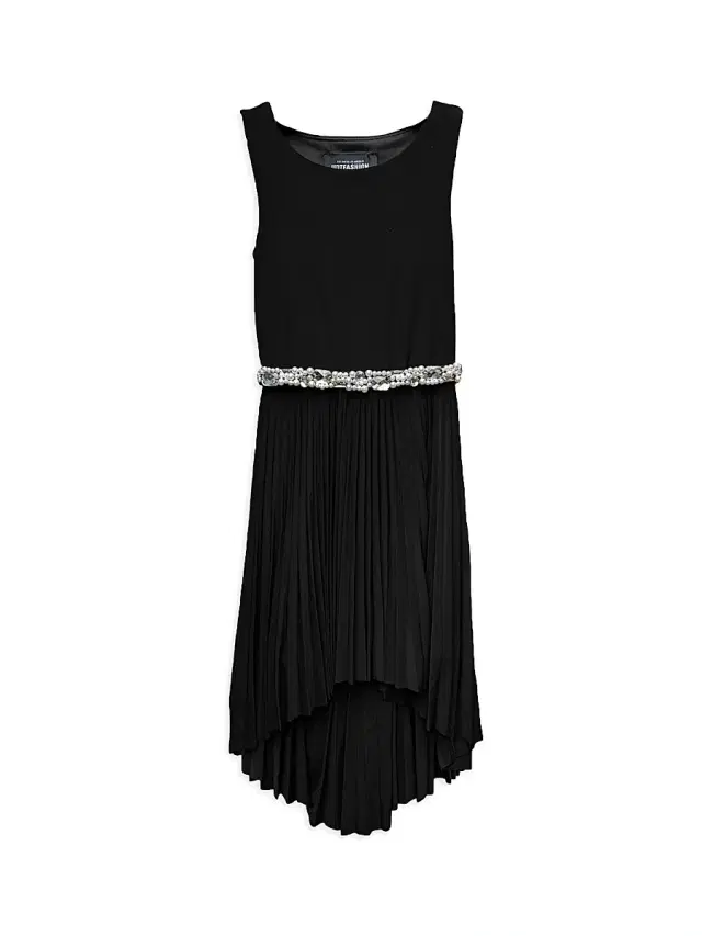 Un Deux Trois Little Girl's & Girl's Pleated High-Low Dress - Black