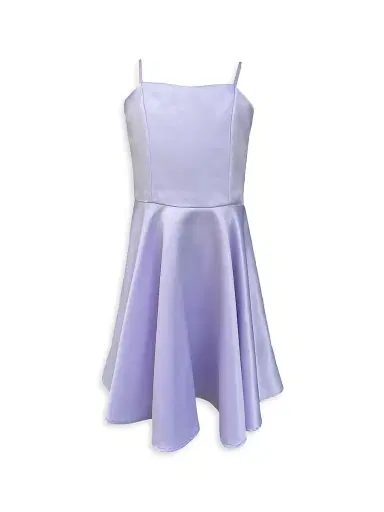 Un Deux Trois Girl's Fit-&-Flare Satin Dress - Lilac | Thumbnail 1 Un Deux Trois Girl's Fit-&-Flare Satin Dress - Lilac | Thumbnail 1