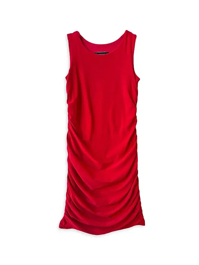 Un Deux Trois Girl's Ruched Knit Minidress - Red