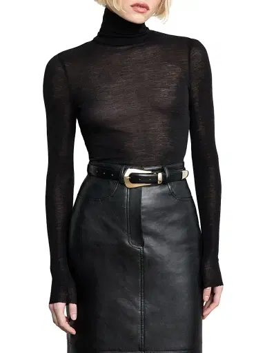 Déhanche Women's Colette Leather Belt - Black Pale Gold | Thumbnail 2