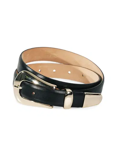 Déhanche Women's Colette Leather Belt - Black Pale Gold | Thumbnail 1