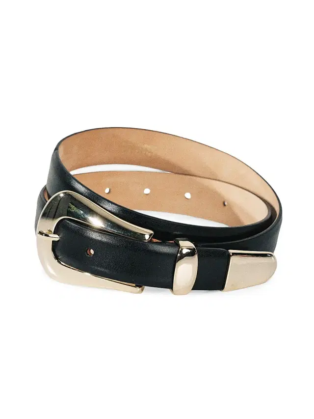 Women's Colette Leather Belt - Black Pale Gold