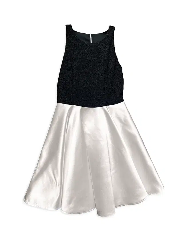 Un Deux Trois Girl's Glitter & Satin Crewneck Dress - Black